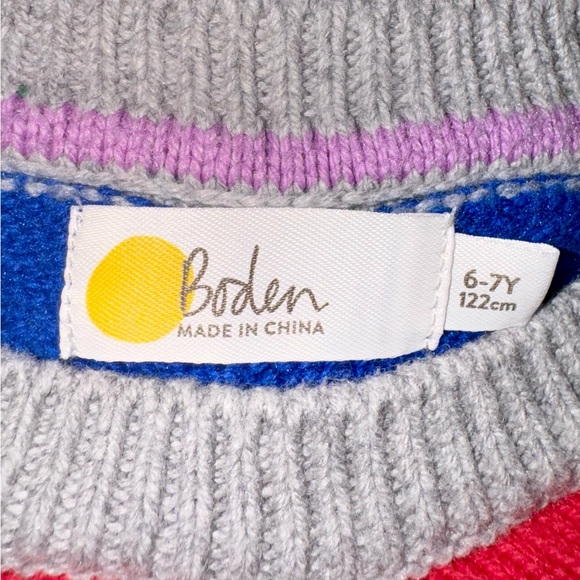 Mini Boden Pullover Child Gray Rainbow Stripped Sweater Size 6-7 Years - Picture 4 of 5